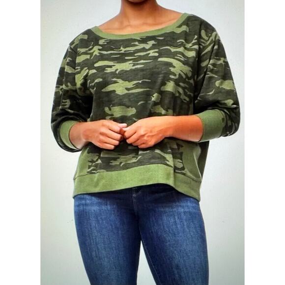Good American‎ Camo Cropped Sweatshirt Size 4/ XL - Picture 1 of 6
